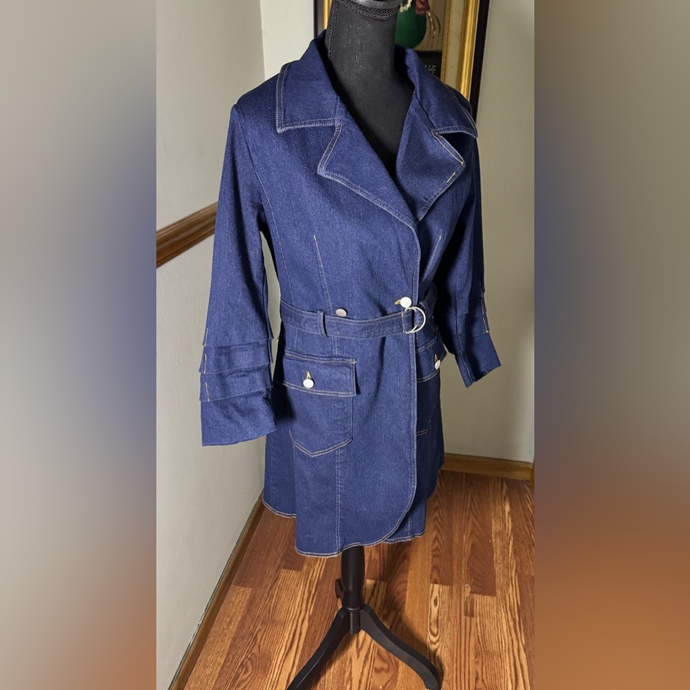VICI Denim Trench Dress | Belted Long Sleeve Jean Dress | NWT | Size Small